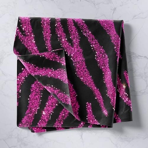 jejeloiu Zebra Tapestry Medium 59"x59" Hot Pink Stripes Wall Hanging for Boys Girls Teens Glitter Wall Blanket Women Men Animal Print Wall Art thumbnail 2