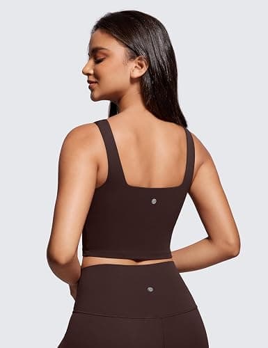 CRZ YOGA Butterluxe Square Neck Crop Tank Tops for Women - Workout Longline Sports Bras Padded Yoga Camisole thumbnail 2