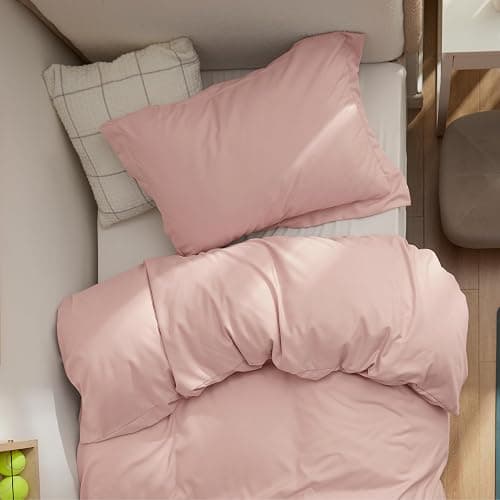 Bedsure Duvet Cover Twin/Twin XL Size - Soft Double Brushed Bedding Set for Kids & Adults, Zipper Closure, 2 Pieces, Includes 1 Duvet Cover (68"x90") & 1 Pillow Sham, NO Comforter, Blush Pink thumbnail 3