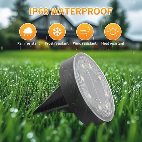 FocuSolar Ground Lights 8 Pack, IP68 Waterproof Solar Disc Lights for Outdoor, Flat Garden Light, In-Ground Light, Landscape Lighting for Pathway, Walkway, and Yard-8 Pcs (Blue) thumbnail 5