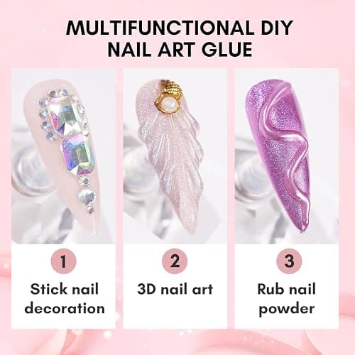 Makartt Nail Art Rhinestone Glue 30g, 3D Nail Gel Sculpting Gel, Super Adhesive Nail Charms Nail Gems, Nail Art Glue for Rhinestones Crystal Stones Jewels Diamonds, Nail Lamp Required thumbnail 3