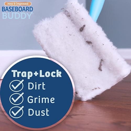 Baseboard Buddy | Lightweight Home Cleaning Essential, Perfect for Baseboards, Moldings & Walls, Glide & Wipe Trapping & Locking Dirt & Dust | As Seen on TV, (1 3 Reusable Pads) thumbnail 3