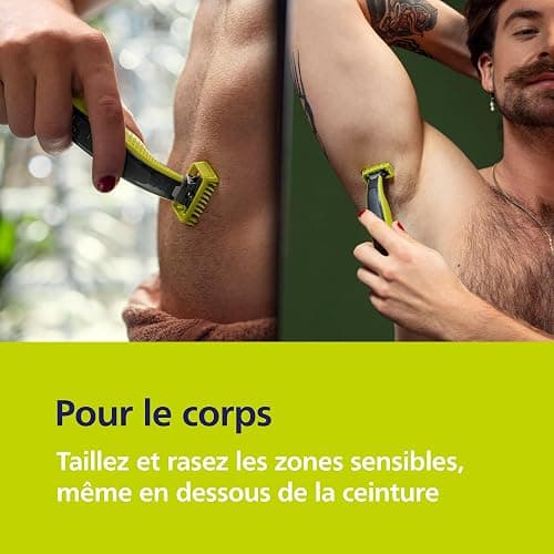 Philips OneBlade 360 Authentique Visage + Corps - Tondeuse à barbe électrique, tondeuse corps et rasoir avec technologie de lame 360, 2 lames 360, 4 sabots barbe de 3 jours, 1 kit Corps, QP2834/31 thumbnail 4