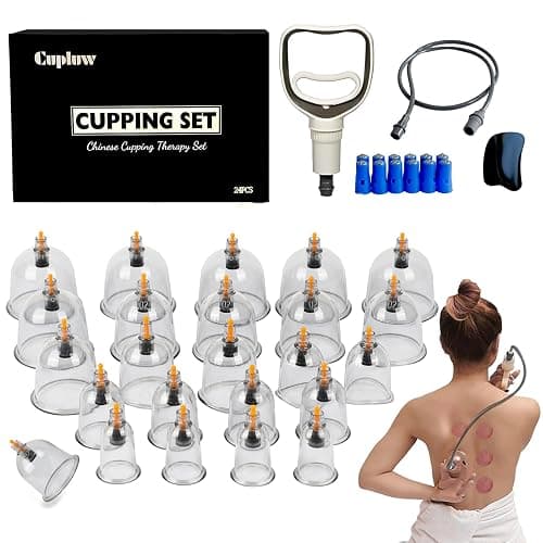Cupluw Cupping Set, 24 Cups Cupping Kit for Massage Therapy, Chinese Cupping Therapy Set with Magnetics, Professional Vacuum Cupping Set for Cellulite Reduction Muscle Pain Relief with Manual Pump - Image 1
