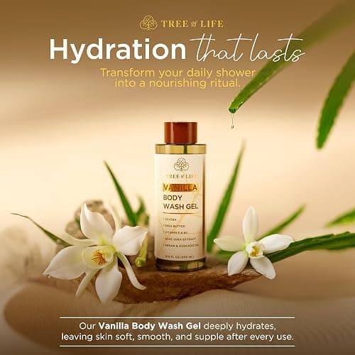 Tree of Life Vanilla Body Wash Gel - Moisturizing Shower Gel with Jojoba Oil and Shea Butter Hydrating Body Wash for Sensitive Skin and All Skin Types, 16.9 fl oz thumbnail 2