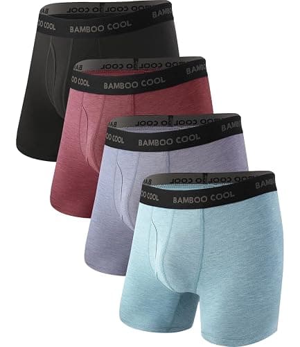BAMBOO COOL Men's Ultra Breathable Underwear,No Riding Up Boxer Briefs with ComfortFlexible Waistband,Multipack - Image 1