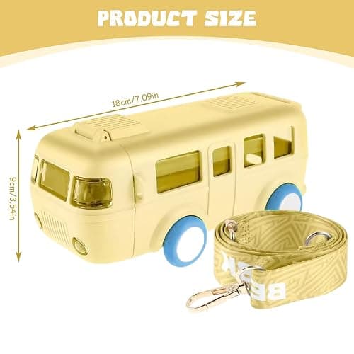 Wedhapy Bus Water Bottle for Kids 500ml Food Grade Detachable Washable Kids Water Bottle with Straw & Adjustable Strap for School thumbnail 3