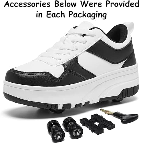 ANEFUN Roller Skate Shoes for Kids Girls Boys Detachable Wheeled Fashion Sneakers | Wheeled, Detachable, for Kids thumbnail 5