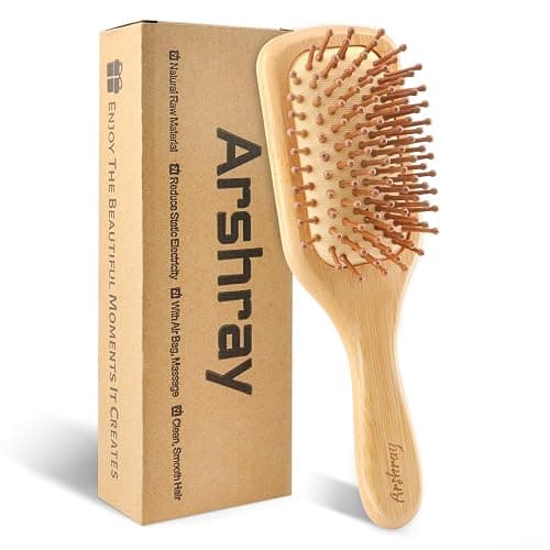 Arshray Wooden Bamboo Hair Brush with Wooden Handle and Bamboo Bristles,Reduces Static,Ideal for Dry,Curly,Thick,Thin and Straight Hair - Image 1