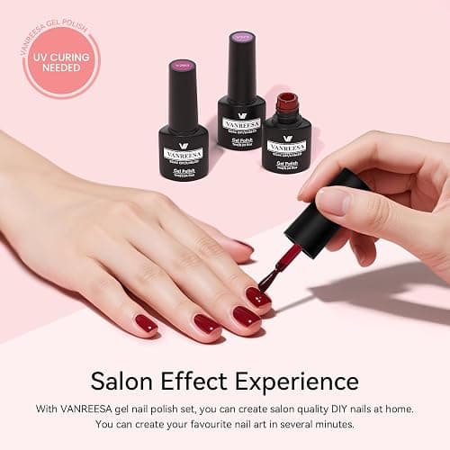 VANREESA Gel Nail Polish Set, 45+5 PCS Classic White Black Red Glitter Pink Blue Gel Polish Set with Base Top Coat Suitable for All Seasons Soak Off Nail Varnish Kit Nail Salon Set Gifts for Women thumbnail 8