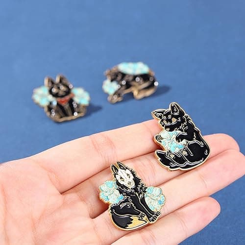 ROFARSO Wolf Fox Enamel Lapel Pin Set Cartoon Myths and Legends Pin, Halloween Accessory for Backpacks Clothing Bags Hats Shirts (4piccs pin set) thumbnail 3