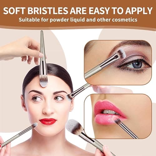 Makeup Brushes Set, 15 Pcs Professional Foundation Eyeshadow Powder Blending Brush Set, Makeup Brushes with Bag for Face, Eyebrow, Concealer thumbnail 4