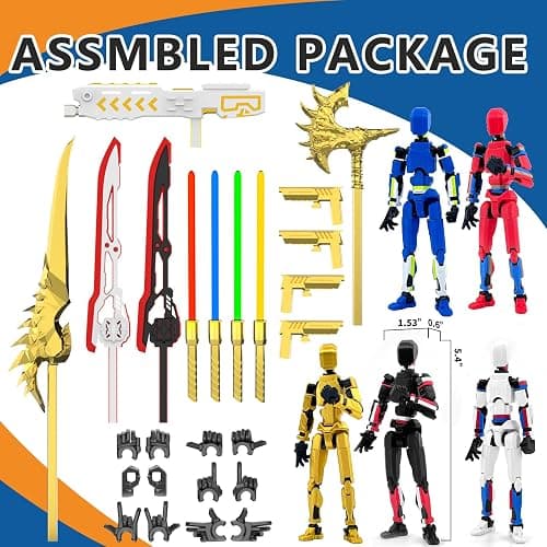 Falandi 5-Pack T13 Titan Action Figure Already Assembled, Multi-Colored Titan 13 Action Figure Set with Laser Saber 3D Printed T 13 Lucky Robo Dummy Nova 13 Action Figures, Figura de acción t13 thumbnail 2