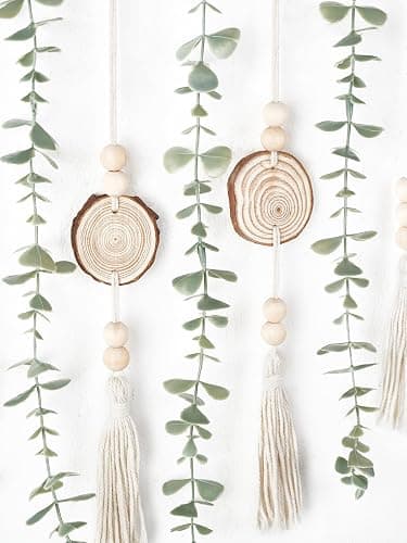 Dahey Hanging Artificial Plant Eucalyptus Wall Decor 31'' Wooden Bead Garland with Fake Greenery Leaves Boho Rustic Farmhouse Wall Art for Living Dining Room Bathroom Bedroom Kitchen Decoration thumbnail 5