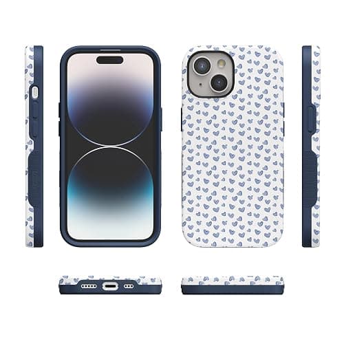 Casely iPhone 15 Case | Lovebug | Blue Hearts | Bold Protective Case Design | Compatible with MagSafe thumbnail 6
