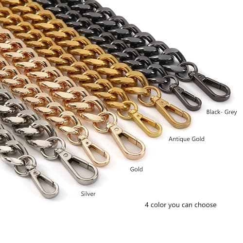 Yichain 42''Substantial Big Metal Cross-Body Chain Purse Strap Replacement for Mini Wallet,Waist Pack,Chest Bag - Black Grey - Large thumbnail 5