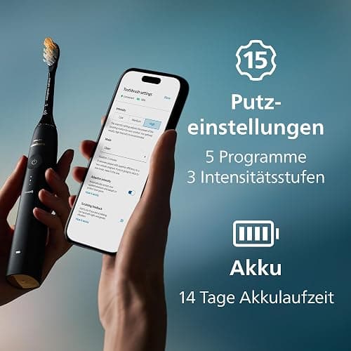 Philips Sonicare DiamondClean Prestige 9900 – Elektrische Zahnbürste mit SenseIQ, A3 Premium-All-in-One-Bürstenkopf und Ladeetui in Mitternachtsblau (Modell HX9992/12) thumbnail 11