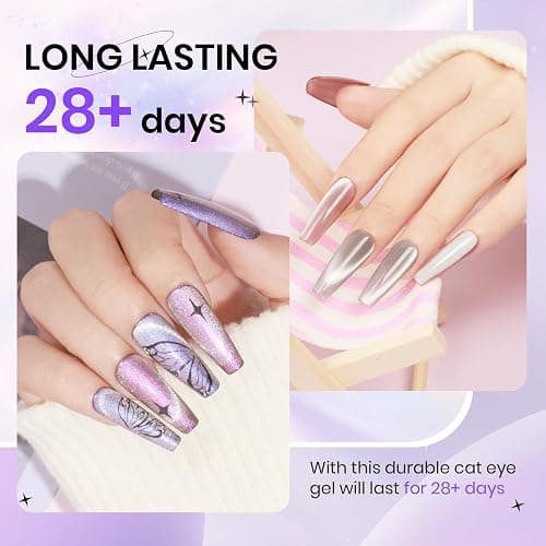 SUPWEE Magnetic Cat Eye Gel Nail Polish Set 12 Colors Cateye Gel Polish with Magnetic Stick Chameleon Cat Eye Gel Aurora Cat Eye Gel and Glass Cat Eye Gel Collection for Home DIY Manicure thumbnail 5