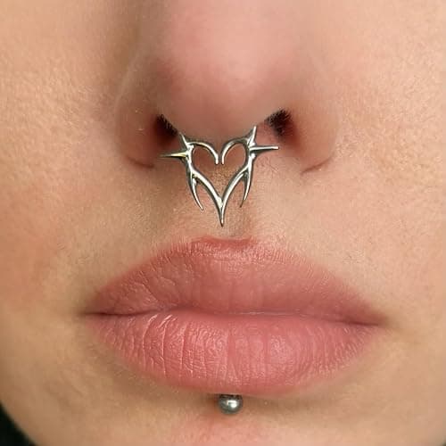 Pierced Owl 16GA ASTM F-136 Implant Grade Titanium Spiked Heart Hinged Segment Clicker Ring thumbnail 5