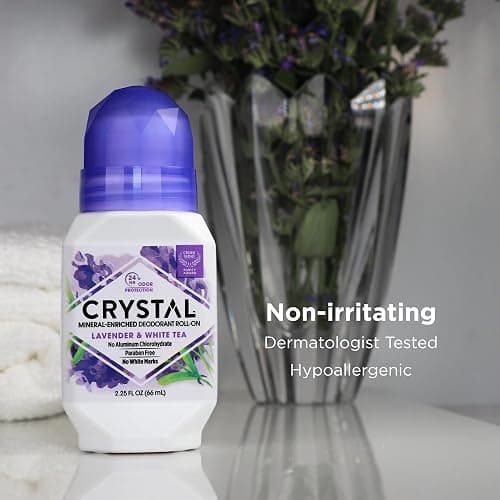 Crystal Mineral Deodorant Roll-On, Lavender & White Tea, Purple, 2.25 Fl Oz thumbnail 3