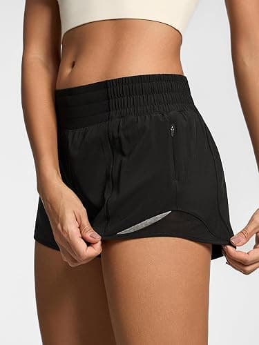MCEDAR Women's Athletic Shorts for Gym Workout Shorts 2.5" Quick-Dry Lightweight Running Short with High Waisted Zip Pockets thumbnail 2