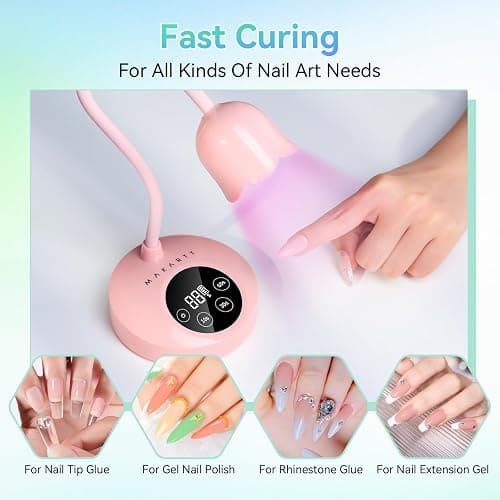 Makartt UV Nail Lamp: Flash Cure lamp UV Light for Gel Nails Polish Luminoza 30W Rechargeable LED Nail Dryer with 4 Timers & Auto Sensor Fast Curing Goosenecks Lamp for Home DIY Manicure (Pink) thumbnail 2