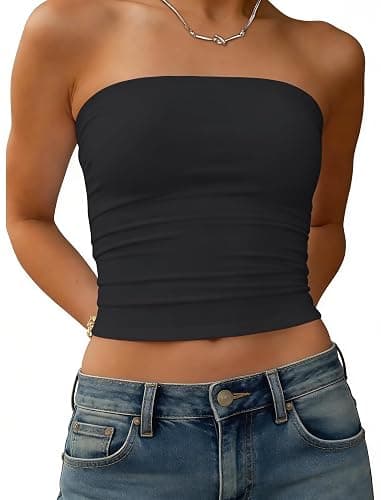 Matunana Womens Tube Tops Summer Crop Cute Y2K Strapless Bandeau 2026 - Image 1