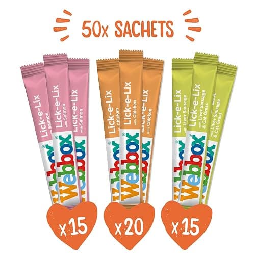 Webbox Lick-e-Lix Cat Treats Variety Value Pack - Kitten Friendly, Grain Free, No Artificial Preservatives or Colours (50 Pack) thumbnail 3