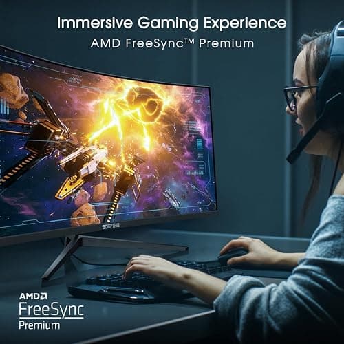 Sceptre 34-Inch Curved Ultrawide WQHD Monitor (3440 × 1440), R1500, up to 180Hz/165Hz, DisplayPort x2, 99% sRGB, 1ms, Built-in Speakers, Machine Black, 2025 (C345B-QUT168) thumbnail 9