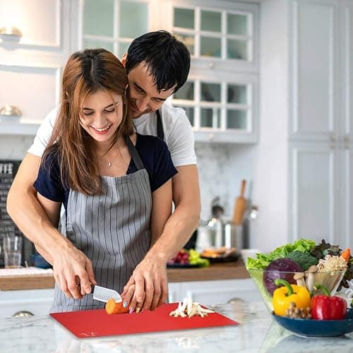 Cutting Board Mats Flexible Plastic Colored Mats with Food Icons, Fotouzy BPA-Free, Non-Porous, Anti-skid back and Dishwasher Safe, Set of 7 Rainbow - 7 Pieces thumbnail 7