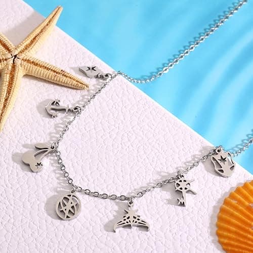 Inspired Necklace with 7 Charms Stainless Steel Pendant Women Jewelry Chain | for Katseye The Wild World Tour Concert Chain Jewelry Accessory Merch Gift thumbnail 4