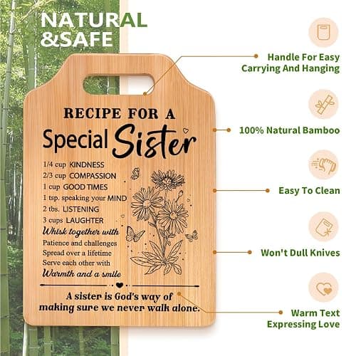 Gifts for Sister, Sister's Birthday Gifts from Sister, Recipe for A Special Cutting Board, Christmas Mothers Day Valentines Day Present for Sisters thumbnail 4