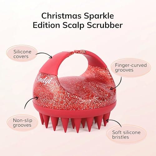 Sndyi Scalp Massager Shampoo Brush, Scalp Scrubber with Soft Silicone Bristles, Scalp Exfoliator for Dandruff Removal, Scalp Massager for Hair Growth, Wet Dry Hair Brush, Red-Limited Edition thumbnail 3