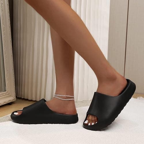 Unisex Pillow Slippers Slides for Women and Men, EVA Comfort Super Soft Quick Drying Rubber Shower Cloud Slides, Lightweight Spa Massage Summer Sandals for Adult Couples Indoor and Outdoor thumbnail 2