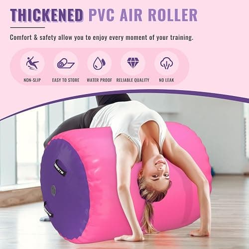 Air Roller Gymnastics Barrel Back Handspring Trainer Tumbling Barrel Yoga Barrel Mat with Electric Air Pump thumbnail 2
