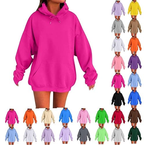 Womens Oversized Hoodies Cute Sweatshirts Fleece Hooded Pullover Tops Sweaters Casual Comfy Fall Fashion Outfits Clothes