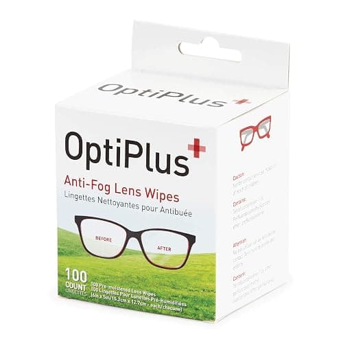 OptiPlus Anti Fog Pre-Moistened Cleaning Wipes for Glasses, Screens, Lenses - Quick-Dry, Scratch-Free, 100 Count - Image 1