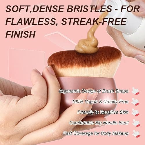 Extra Large Body Makeup Brush for Self Tanner,75mm Leg Makeup &Body Kabuki Blending Brush for Tanning Lotion,Wide-headed Body Coverage Applicator Bronzer Brush for Tattoo Cover up Makeup thumbnail 3