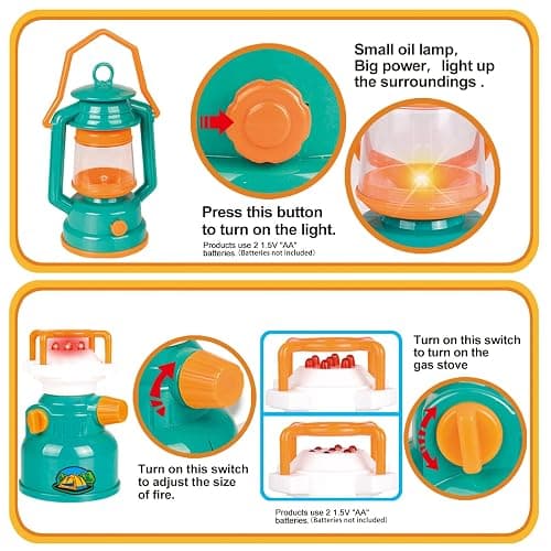 FUN LITTLE TOYS Pop Up Play Tent with Camping Gear and Tools Set, Outdoor Toys for Kids thumbnail 7