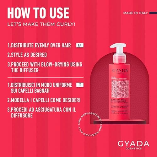GYADA COSMETICS, Fluido Gel Modellante per Capelli Ricci e Mossi, Effetto Definito, 98% Ingredienti Naturali, ad Azione Disciplinante e Anticrespo, Con Aloe Vera e Oli di Argan, Cocco e Lino, 150 ml thumbnail 4