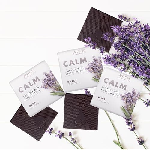 Astor Chocolate Calm Dark Chocolate Lavender Black Currant Squares Gift Set | Chocolate Lovers Mini Bar Box l 18pc Individually Wrapped Calming Belgian Chocolate Basket | 0.33oz Each Minibar Gourmet Snack | Kosher Food Candy Holiday Bars thumbnail 3