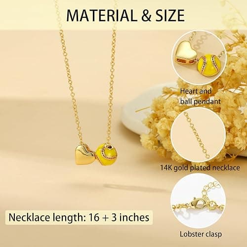 ESPVO Softball/Soccer/Volleyball/Basketball Necklace for Girls Women, Sports Accessories Jewelry Gift for Lovers 16+3 Inches thumbnail 5