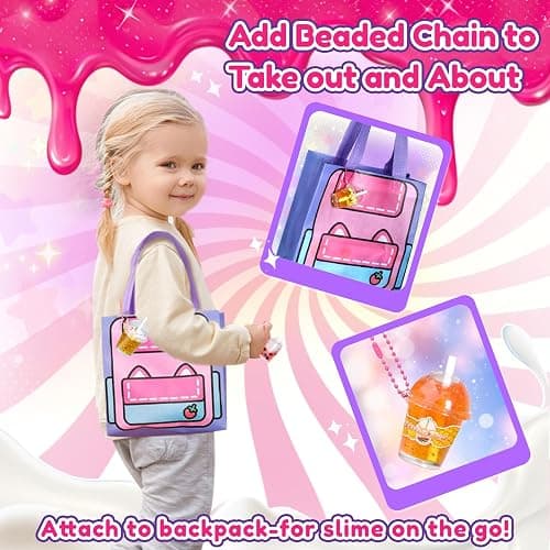 Trubic 46PCS Slime Boba Tea Making Kit for Girls ages 8-12, DIY Pretend Play Food Toys, Bubble Tea Cups/Bag/Clear Slime/Add-ins, Making Miniature Food, Christmas Party Favors Gift for Kids 6 7 9 10 11 thumbnail 7