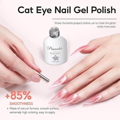 Peacecolor 83Pcs Gel Nail Polish Kit with U V Light and Drill, 56 Colors All Seasons Soak Off Gel Polish Set Cat Eye Gel with Matte/Glossy Glitter Base Top Coat Manicure Nail Kit Gifts for Women Girls thumbnail 4
