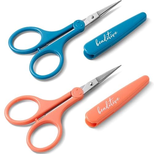 Beaditive High Precision Detail Scissors Set (2-Pc) Sharp, Fine Tips | Paper Cutting, Scrapbooking, Sewing, Crafting | Stainless Steel | Protective Cover (Mid Century) - Image 1