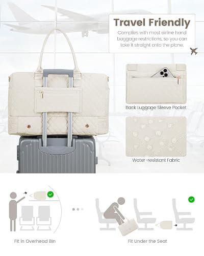 LOVEVOOK Travel Duffle Bag for Women, Weekender Overnight Bag with Shoe Compartment, Carry on Bag with Toiletry Bag, Gym Duffel Bag with Wet Pocket, Hospital Bags for Labor and Delivery 3 Pcs Set thumbnail 5