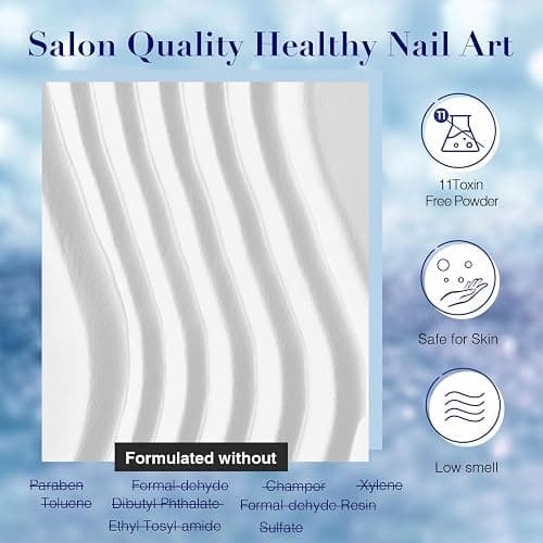 AZUREBEAUTY Dip Powder Nail Kit Winter White Navy Blue Glitter 4 Colors Acrylic Dipping Powder Liquid Set with Base/Top Coat Activator for French Nail Art Manicure DIY Gift for Women thumbnail 9