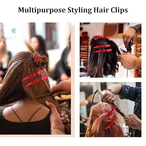 Ondder 24 Pcs Red Large Alligator Hair Clips for Styling Sectioning, Pro Salon Clips for Hair Coloring Cutting, Hair Styling Accessories for Women thumbnail 5