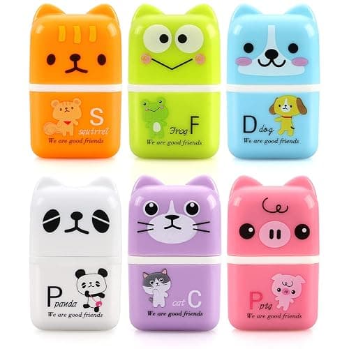 Tamaki 6 Pack Erasers for Kids, Cute Erasers with Cover and Roller, Pencil Rubber Eraser for Party Favors Gift Supplies (Model B) - Image 1