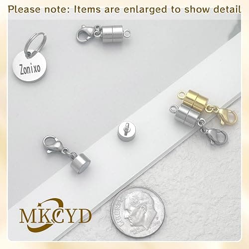 MKCYD Magnetic Necklace Clasp with Lobster Clasp,14K Gold and Silver Magnetic Jewelry Clasps for Necklace Extender Bracelet Closures thumbnail 6